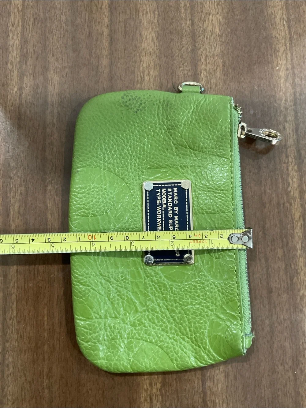 Marc by Marc Jacobs Bright Lime Green Leather Zip Wristlet pouch bag